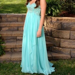 Dave & Johnny Seafoam Green Strapless Prom Dress